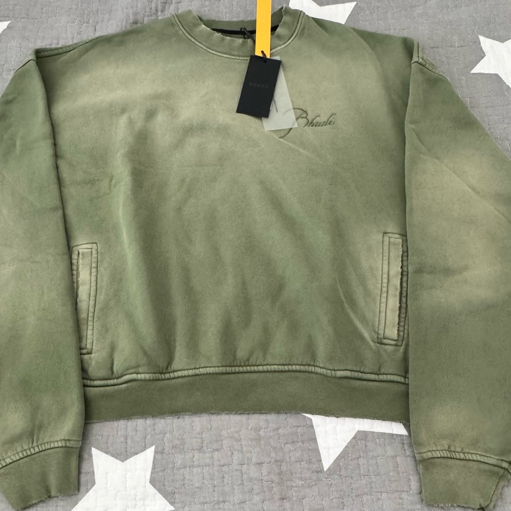 Brand New RHUDE Sage Green Crewneck Sweater with packets size Small with tags! - Picture 2 of 6